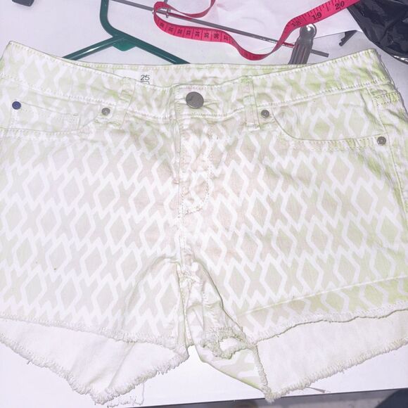 Gap 1969 Womens 25 Green White Summer Cut Offs Maddie Shorts - Picture 1 of 5